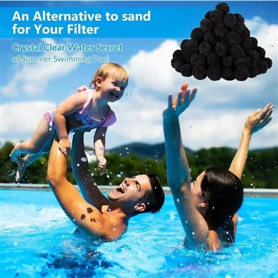 Bile de filtrare pentru piscină de 4,6 lbs, medii de filtrare cu nisip reutilizabile Bile negre de filtru pentru piscină, pompă de filtru pentru acvariu