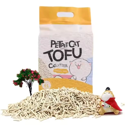 Așternut de pisici de înaltă calitate Tofu, care dezodorizează și aglomerează Așternut pentru pisici Tofu, fără praf, așternut pentru pisici, ecologic.